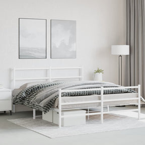 Vidaxl bedframe met hoofd- en voeteneinde metaal wit 150x200 cm
