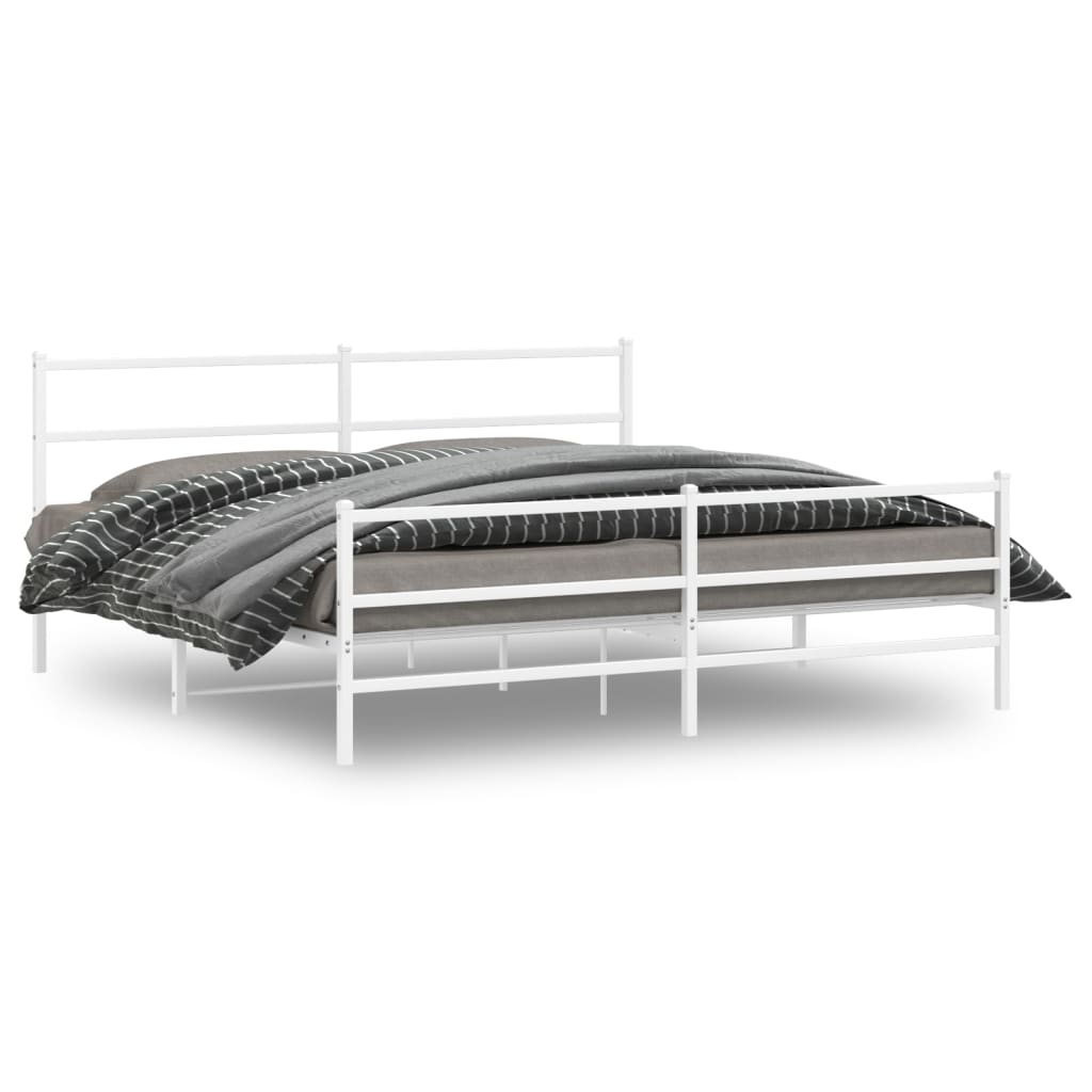 Vidaxl bedframe met hoofd- en voeteneinde metaal wit 183x213 cm