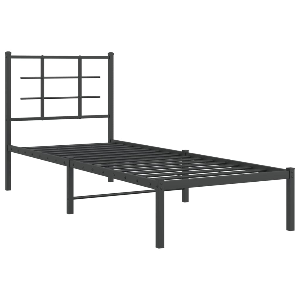 Vidaxl bedframe met hoofdbord metaal zwart 75x190 cm