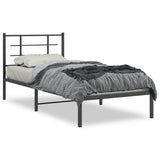 Vidaxl bedframe met hoofdbord metaal zwart 90x190 cm