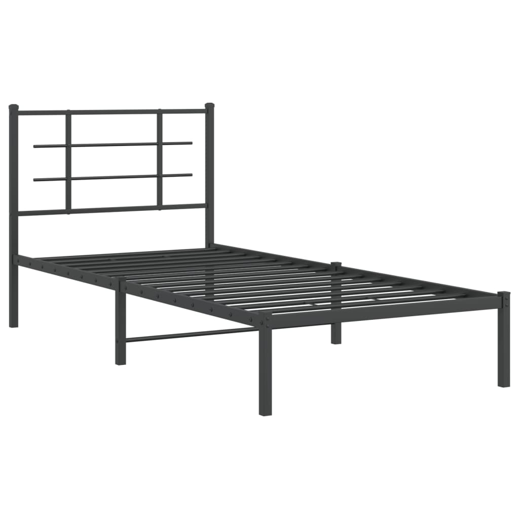 Vidaxl bedframe met hoofdbord metaal zwart 90x190 cm