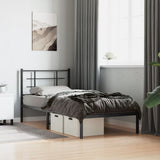 Vidaxl bedframe met hoofdbord metaal zwart 90x190 cm