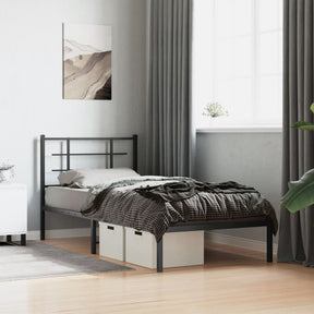 Vidaxl bedframe met hoofdbord metaal zwart 90x190 cm