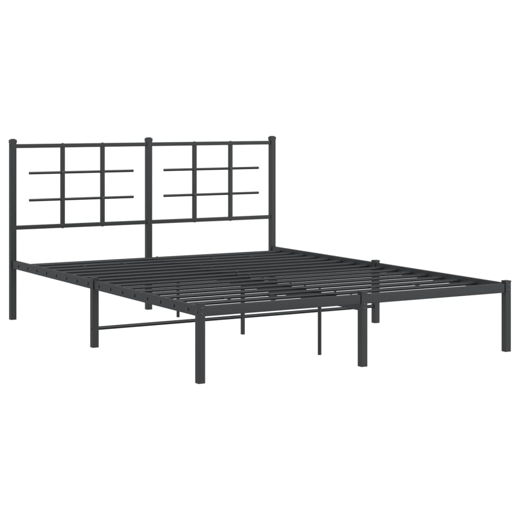 Vidaxl bedframe met hoofdbord metaal zwart 160x200 cm