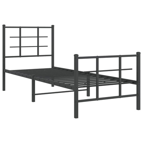 Vidaxl bedframe met hoofd- en voeteneinde metaal zwart 75x190 cm