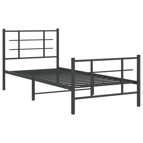 Vidaxl bedframe met hoofd- en voeteneinde metaal zwart 90x200 cm