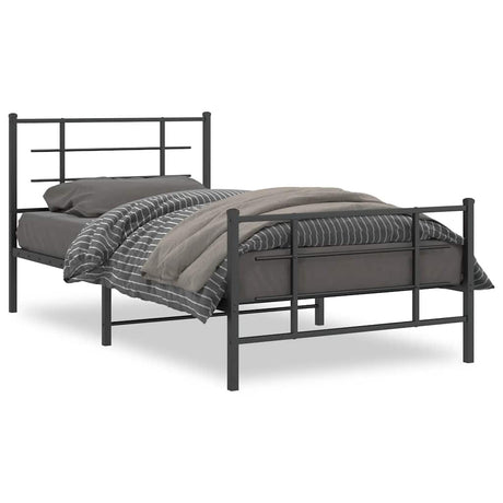 Vidaxl bedframe met hoofd- en voeteneinde metaal zwart 107x203 cm