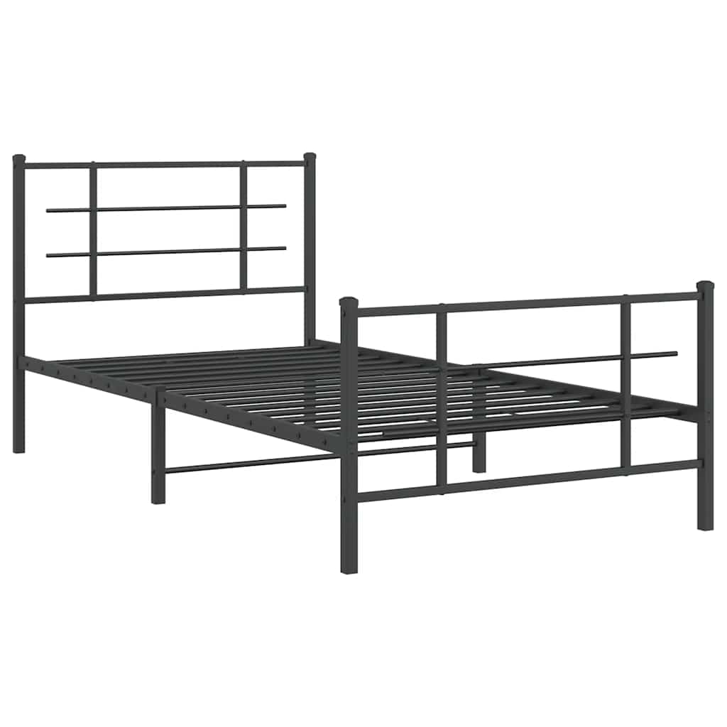 Vidaxl bedframe met hoofd- en voeteneinde metaal zwart 107x203 cm
