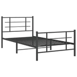 Vidaxl bedframe met hoofd- en voeteneinde metaal zwart 107x203 cm