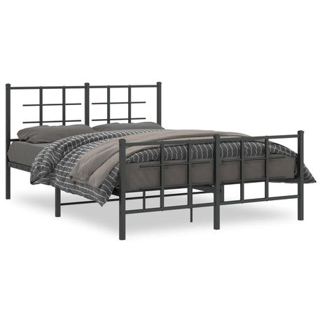 Vidaxl bedframe met hoofd- en voeteneinde metaal zwart 135x190 cm