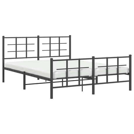 Vidaxl bedframe met hoofd- en voeteneinde metaal zwart 150x200 cm