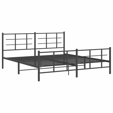 Vidaxl bedframe met hoofd- en voeteneinde metaal zwart 183x213 cm