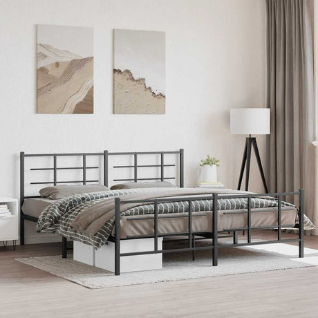 Vidaxl bedframe met hoofd- en voeteneinde metaal zwart 183x213 cm