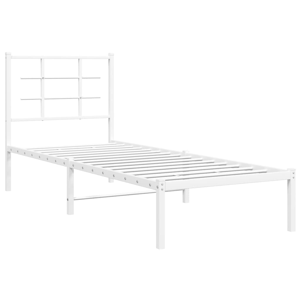Vidaxl bedframe met hoofdbord metaal wit 80x200 cm