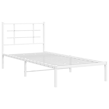 Vidaxl bedframe met hoofdbord metaal wit 90x190 cm