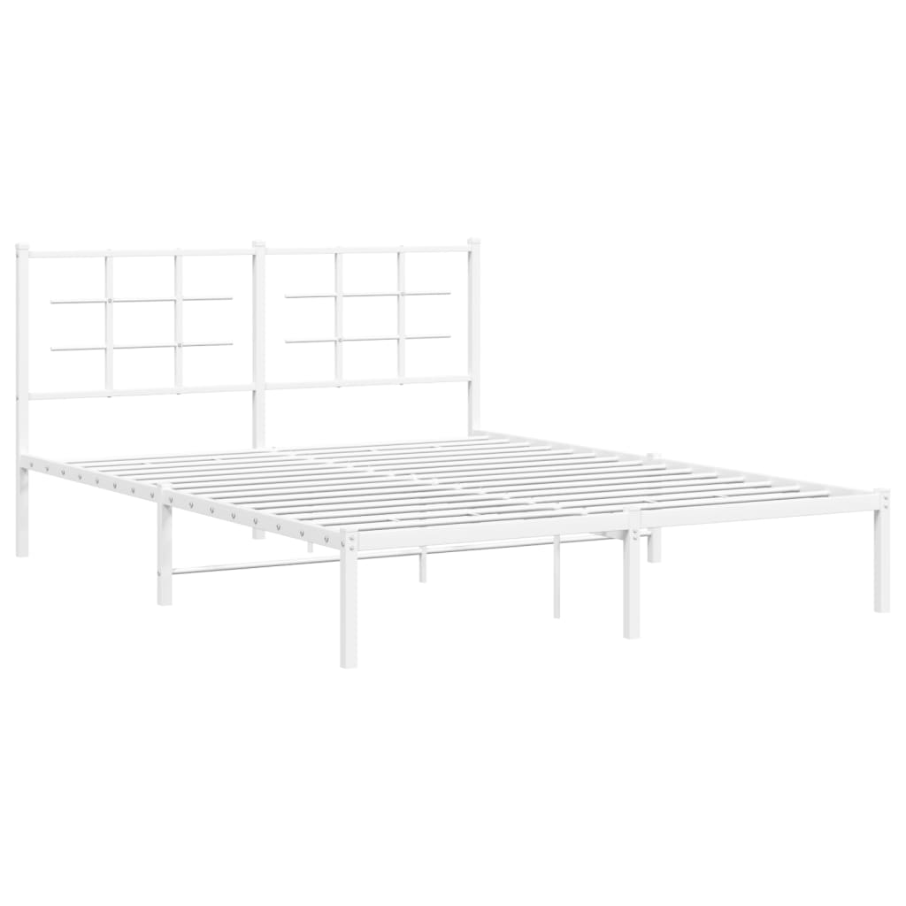 Vidaxl bedframe met hoofdbord metaal wit 150x200 cm