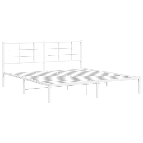 Vidaxl bedframe met hoofdbord metaal wit 183x213 cm