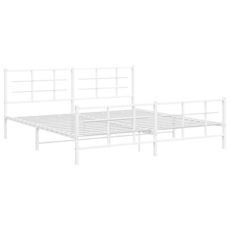 Vidaxl bedframe met hoofd- en voeteneinde metaal wit 193x203 cm