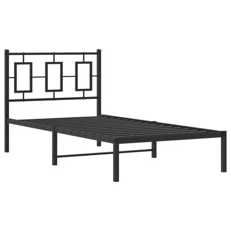 Vidaxl bedframe met hoofdbord metaal zwart 90x190 cm