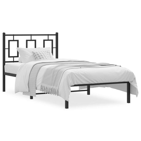 Vidaxl bedframe met hoofdbord metaal zwart 90x200 cm