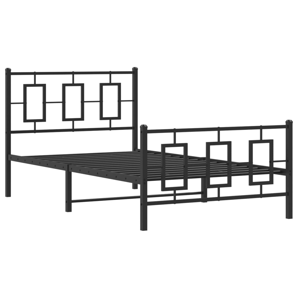 Vidaxl bedframe met hoofd- en voeteneinde metaal zwart 100x200 cm