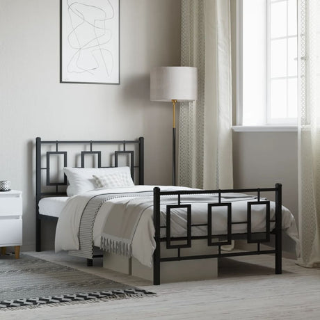 Vidaxl bedframe met hoofd- en voeteneinde metaal zwart 100x200 cm