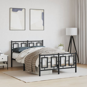 Vidaxl bedframe met hoofd- en voeteneinde metaal zwart 120x190 cm