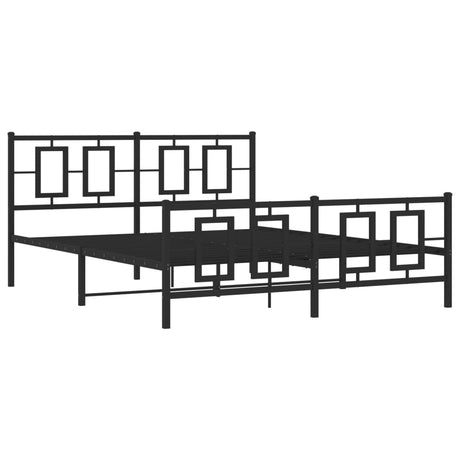 Vidaxl bedframe met hoofd- en voeteneinde metaal zwart 150x200 cm