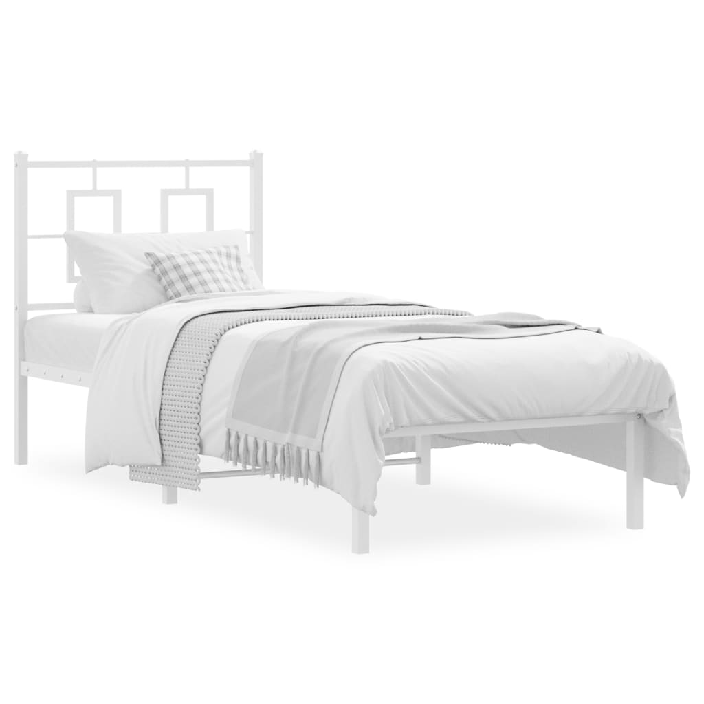 Vidaxl bedframe met hoofdbord zonder matras metaal wit 75x190 cm