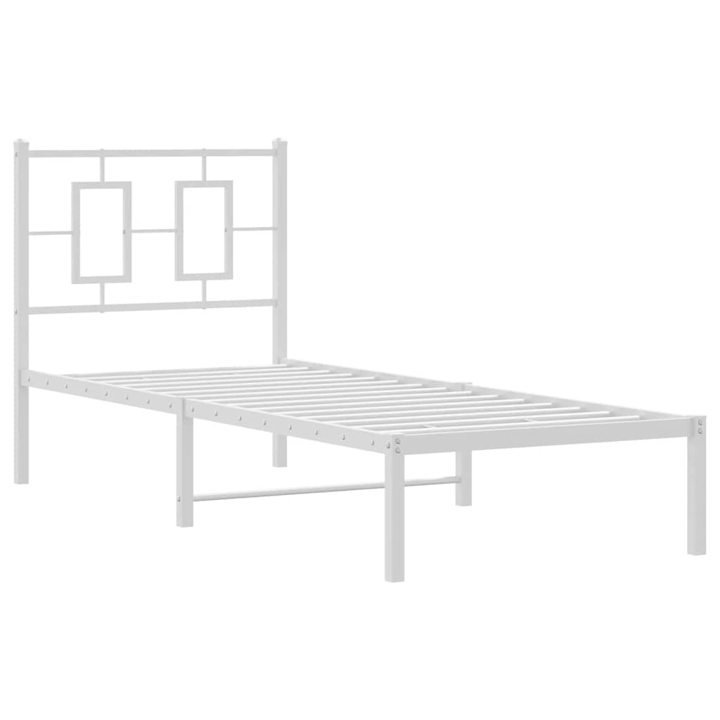 Vidaxl bedframe met hoofdbord zonder matras metaal wit 75x190 cm