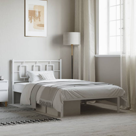 Vidaxl bedframe met hoofdbord metaal wit 107x203 cm