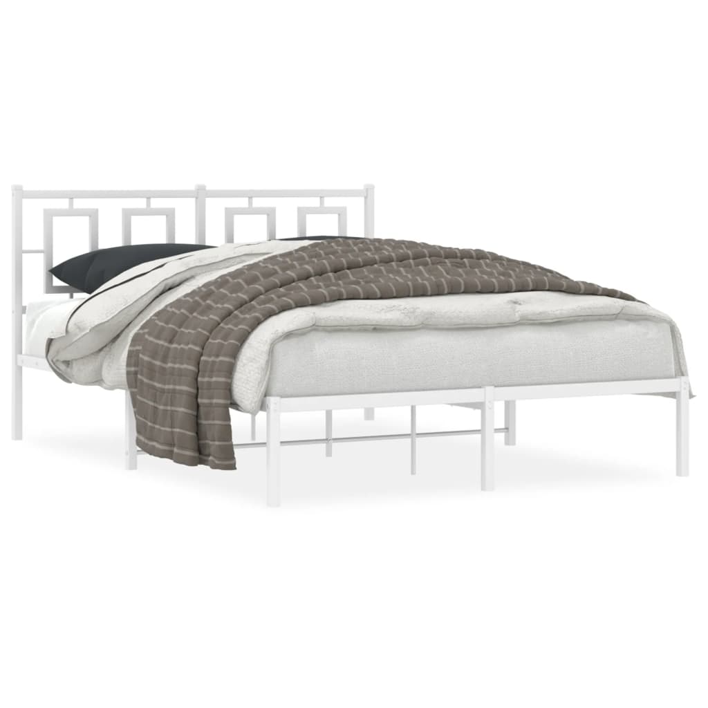 Vidaxl bedframe met hoofdbord metaal wit 140x200 cm