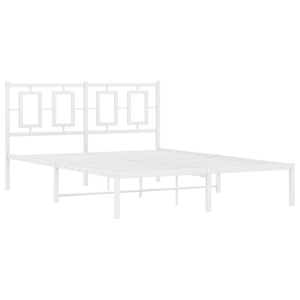 Vidaxl bedframe met hoofdbord metaal wit 140x200 cm