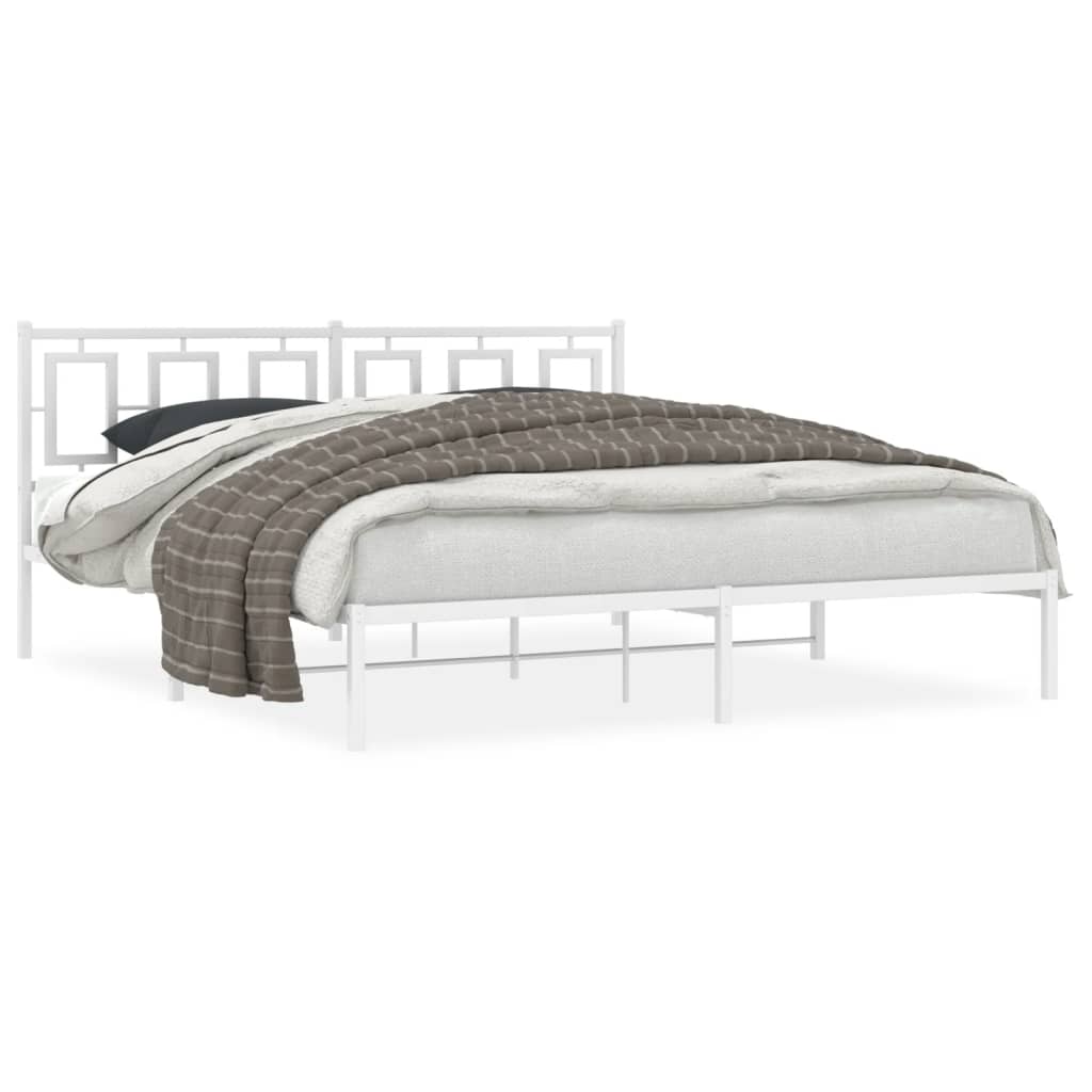 Vidaxl bedframe met hoofdbord metaal wit 183x213 cm