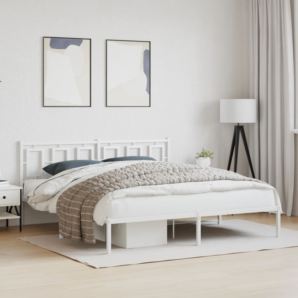 Vidaxl bedframe met hoofdbord metaal wit 183x213 cm