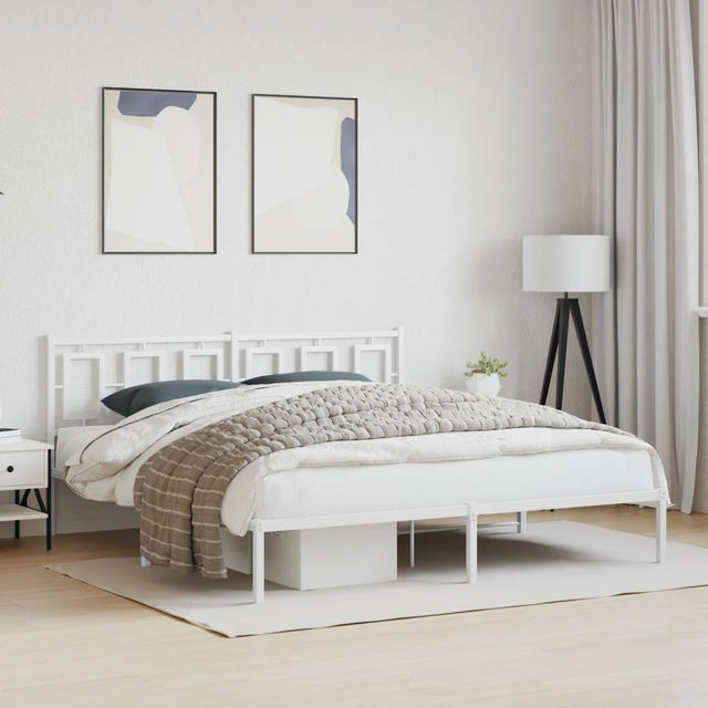 Vidaxl bedframe met hoofdbord metaal wit 183x213 cm