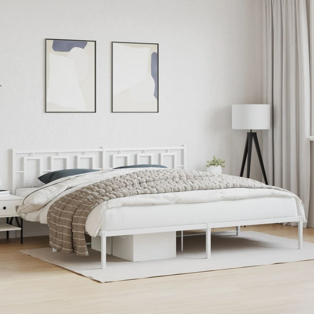 Vidaxl bedframe met hoofdbord metaal wit 193x203 cm