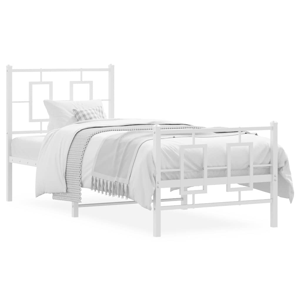Vidaxl bedframe met hoofd- en voeteneinde metaal wit 80x200 cm