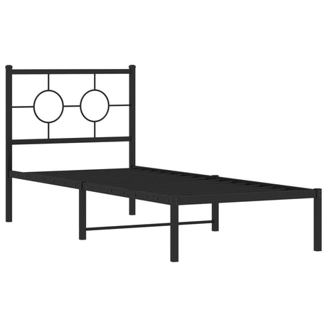 Vidaxl bedframe met hoofdbord metaal zwart 80x200 cm