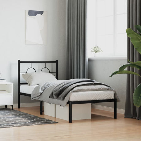 Vidaxl bedframe met hoofdbord metaal zwart 80x200 cm