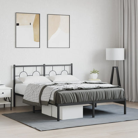 Vidaxl bedframe met hoofdbord metaal zwart 135x190 cm