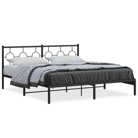 Vidaxl bedframe met hoofdbord metaal zwart 180x200 cm