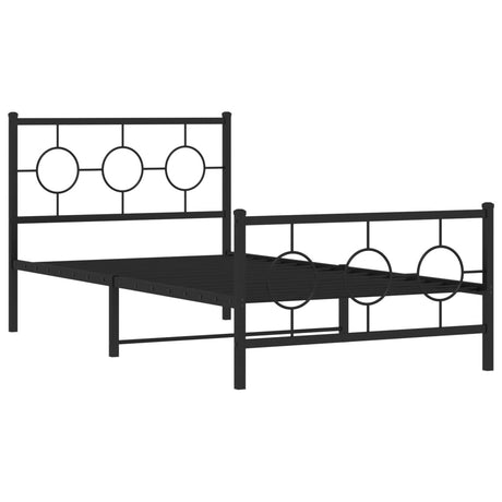 Vidaxl bedframe met hoofd- en voeteneinde metaal zwart 100x190 cm