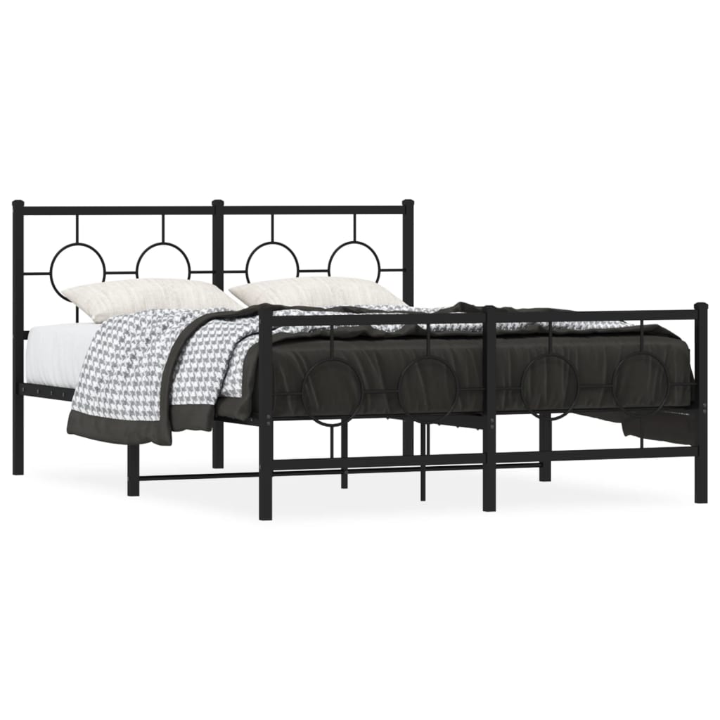 Vidaxl bedframe met hoofd- en voeteneinde metaal zwart 135x190 cm
