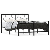Vidaxl bedframe met hoofd- en voeteneinde metaal zwart 135x190 cm