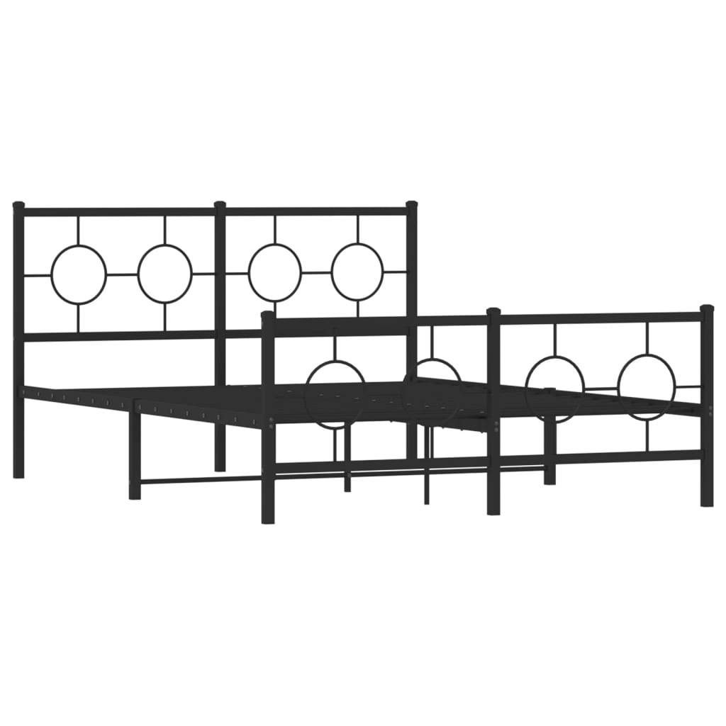 Vidaxl bedframe met hoofd- en voeteneinde metaal zwart 135x190 cm