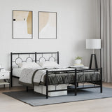 Vidaxl bedframe met hoofd- en voeteneinde metaal zwart 135x190 cm