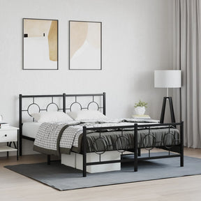 Vidaxl bedframe met hoofd- en voeteneinde metaal zwart 135x190 cm
