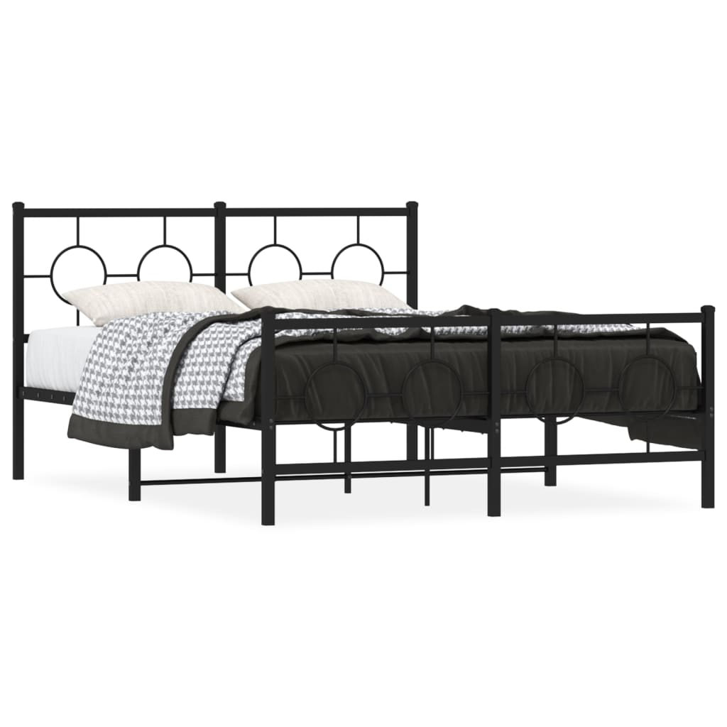 Vidaxl bedframe met hoofd- en voeteneinde metaal zwart 140x190 cm