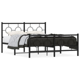 Vidaxl bedframe met hoofd- en voeteneinde metaal zwart 140x190 cm
